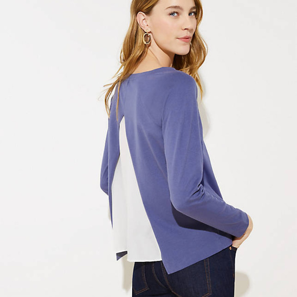 LOFT Tops - LOFT Split Back Mixed Media Sweatshirt